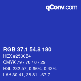 カラーコード: RGB 37.1 54.8 180 | qconv.com