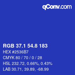 カラーコード: RGB 37.1 54.8 183 | qconv.com