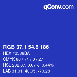 カラーコード: RGB 37.1 54.8 186 | qconv.com