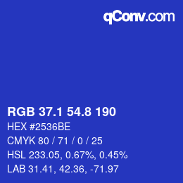 カラーコード: RGB 37.1 54.8 190 | qconv.com