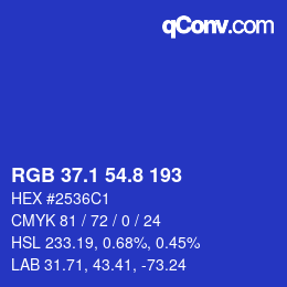 カラーコード: RGB 37.1 54.8 193 | qconv.com
