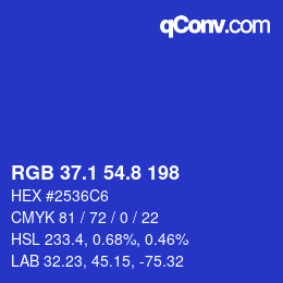 カラーコード: RGB 37.1 54.8 198 | qconv.com