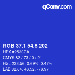 カラーコード: RGB 37.1 54.8 202 | qconv.com