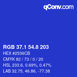 カラーコード: RGB 37.1 54.8 203 | qconv.com