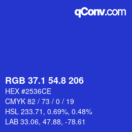 カラーコード: RGB 37.1 54.8 206 | qconv.com
