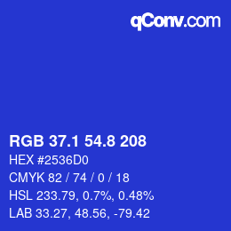 カラーコード: RGB 37.1 54.8 208 | qconv.com