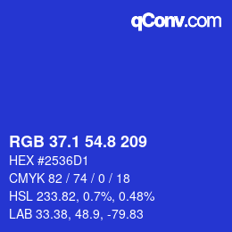 カラーコード: RGB 37.1 54.8 209 | qconv.com