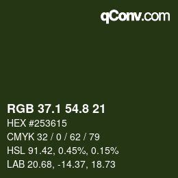 Color code: RGB 37.1 54.8 21 | qconv.com