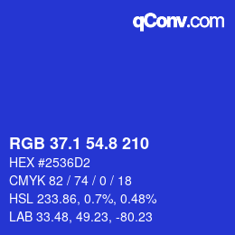 カラーコード: RGB 37.1 54.8 210 | qconv.com
