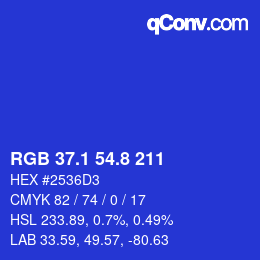 カラーコード: RGB 37.1 54.8 211 | qconv.com