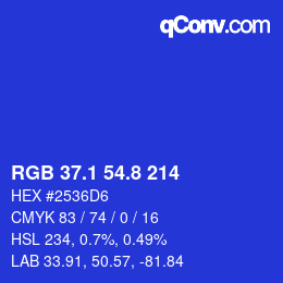 カラーコード: RGB 37.1 54.8 214 | qconv.com
