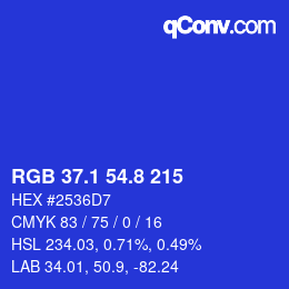 カラーコード: RGB 37.1 54.8 215 | qconv.com