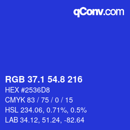 カラーコード: RGB 37.1 54.8 216 | qconv.com