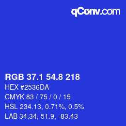 カラーコード: RGB 37.1 54.8 218 | qconv.com
