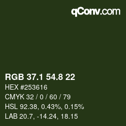 Color code: RGB 37.1 54.8 22 | qconv.com