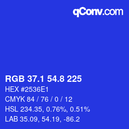 カラーコード: RGB 37.1 54.8 225 | qconv.com