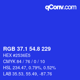カラーコード: RGB 37.1 54.8 229 | qconv.com