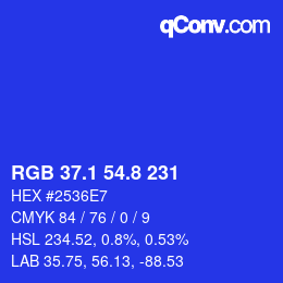 カラーコード: RGB 37.1 54.8 231 | qconv.com