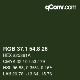 Color code: RGB 37.1 54.8 26 | qconv.com