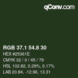カラーコード: RGB 37.1 54.8 30 | qconv.com