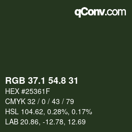 Color code: RGB 37.1 54.8 31 | qconv.com