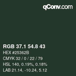 Color code: RGB 37.1 54.8 43 | qconv.com