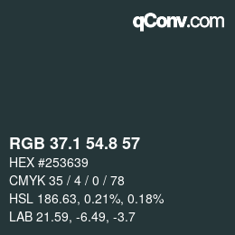 カラーコード: RGB 37.1 54.8 57 | qconv.com