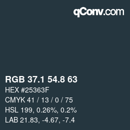 Color code: RGB 37.1 54.8 63 | qconv.com