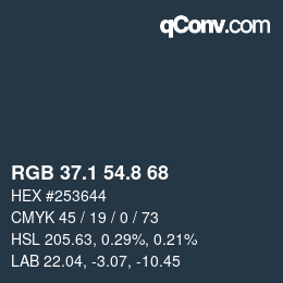 カラーコード: RGB 37.1 54.8 68 | qconv.com