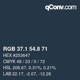 Color code: RGB 37.1 54.8 71 | qconv.com