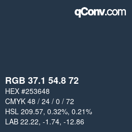 Color code: RGB 37.1 54.8 72 | qconv.com