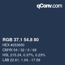 Color code: RGB 37.1 54.8 80 | qconv.com