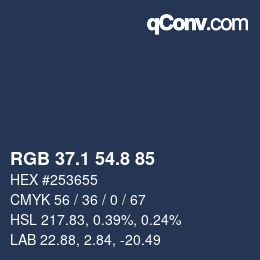 Color code: RGB 37.1 54.8 85 | qconv.com