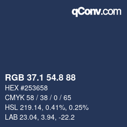 Color code: RGB 37.1 54.8 88 | qconv.com