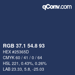 Color code: RGB 37.1 54.8 93 | qconv.com