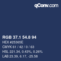 カラーコード: RGB 37.1 54.8 94 | qconv.com