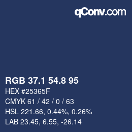 Color code: RGB 37.1 54.8 95 | qconv.com