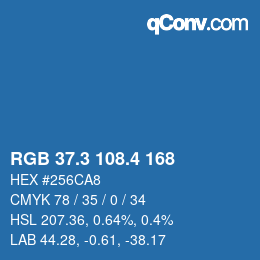 カラーコード: RGB 37.3 108.4 168 | qconv.com