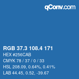 カラーコード: RGB 37.3 108.4 171 | qconv.com