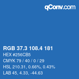 カラーコード: RGB 37.3 108.4 181 | qconv.com