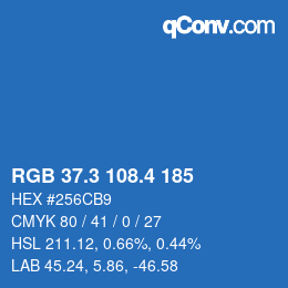 カラーコード: RGB 37.3 108.4 185 | qconv.com