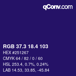 カラーコード: RGB 37.3 18.4 103 | qconv.com