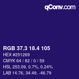 カラーコード: RGB 37.3 18.4 105 | qconv.com