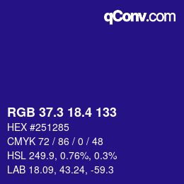 カラーコード: RGB 37.3 18.4 133 | qconv.com
