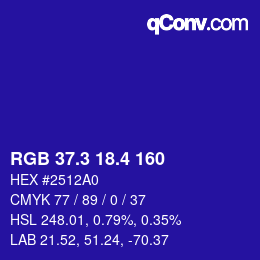 カラーコード: RGB 37.3 18.4 160 | qconv.com