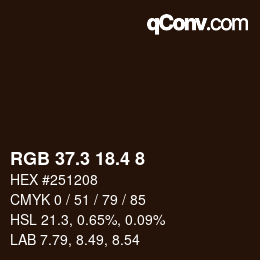 カラーコード: RGB 37.3 18.4 8 | qconv.com
