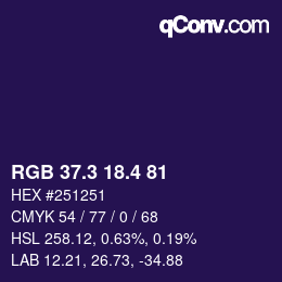 カラーコード: RGB 37.3 18.4 81 | qconv.com