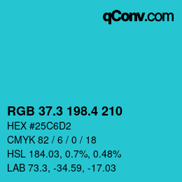 カラーコード: RGB 37.3 198.4 210 | qconv.com