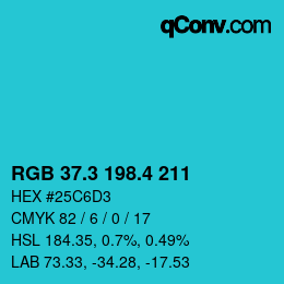 カラーコード: RGB 37.3 198.4 211 | qconv.com