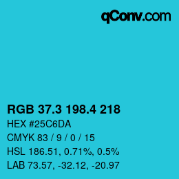 カラーコード: RGB 37.3 198.4 218 | qconv.com